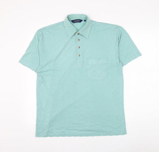 Savatini Mens Green Polyester Polo Size M Collared Button