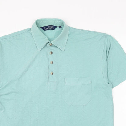 Savatini Mens Green Polyester Polo Size M Collared Button