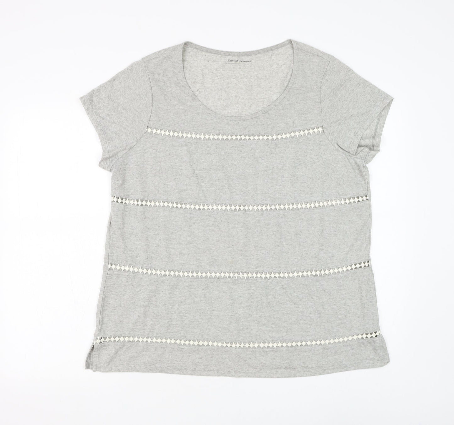 Essentials Collection Womens Grey Polyester Basic T-Shirt Size M Scoop Neck