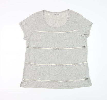 Essentials Collection Womens Grey Polyester Basic T-Shirt Size M Scoop Neck