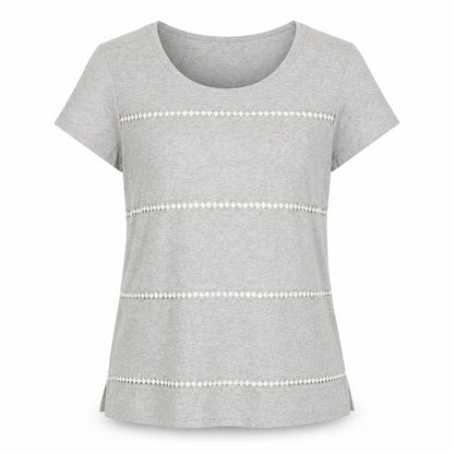 Essentials Collection Womens Grey Polyester Basic T-Shirt Size M Scoop Neck