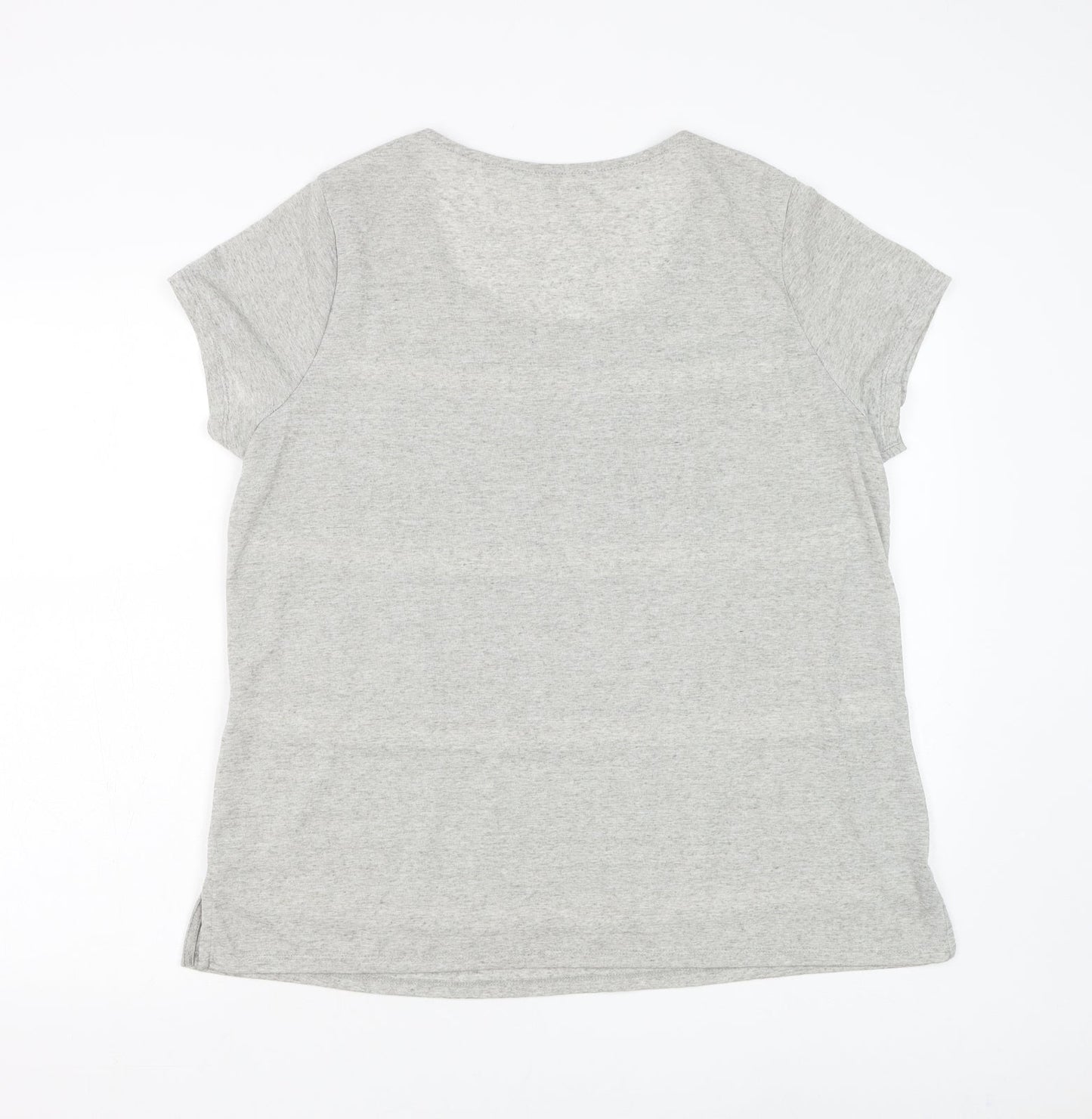Essentials Collection Womens Grey Polyester Basic T-Shirt Size M Scoop Neck
