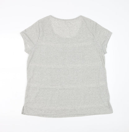 Essentials Collection Womens Grey Polyester Basic T-Shirt Size M Scoop Neck