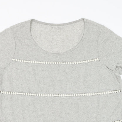 Essentials Collection Womens Grey Polyester Basic T-Shirt Size M Scoop Neck