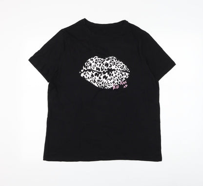 Womens UK Size M Preworn Black Basic T-Shirt