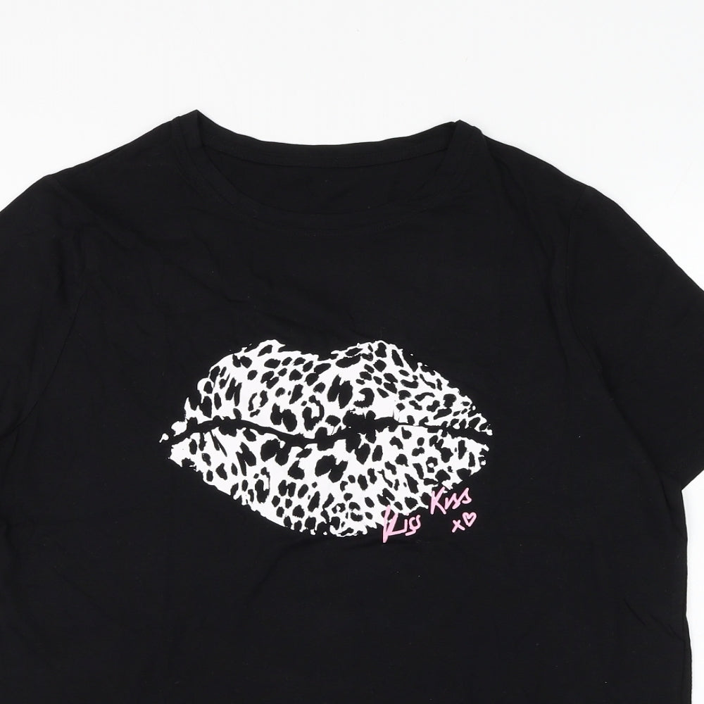 Womens UK Size M Preworn Black Basic T-Shirt