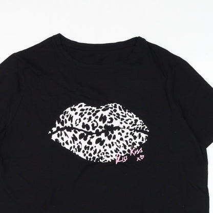 Womens UK Size M Preworn Black Basic T-Shirt