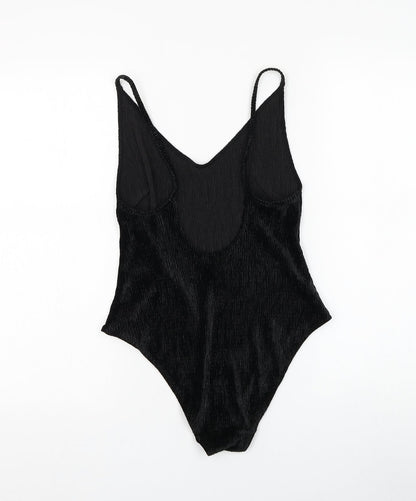 H&M Womens Black Polyester Bodysuit One-Piece Size S Snap