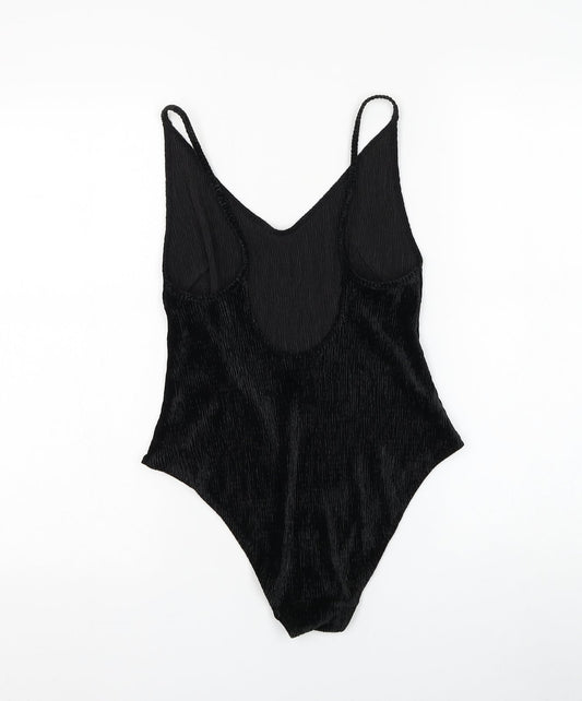 H&M Womens Black Polyester Bodysuit One-Piece Size S Snap