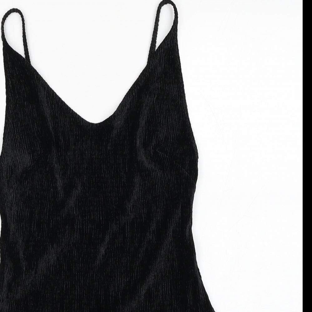 H&M Womens Black Polyester Bodysuit One-Piece Size S Snap