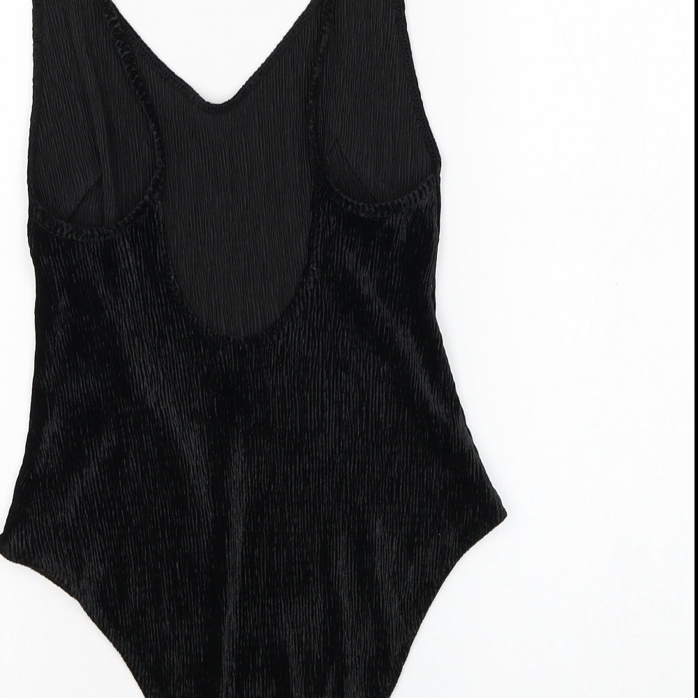 H&M Womens Black Polyester Bodysuit One-Piece Size S Snap