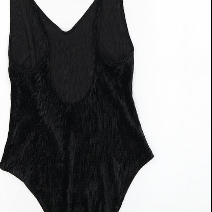 H&M Womens Black Polyester Bodysuit One-Piece Size S Snap