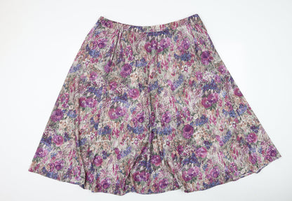 Preworn Womens Multicoloured Floral Polyester Flare Skirt Size 38 in