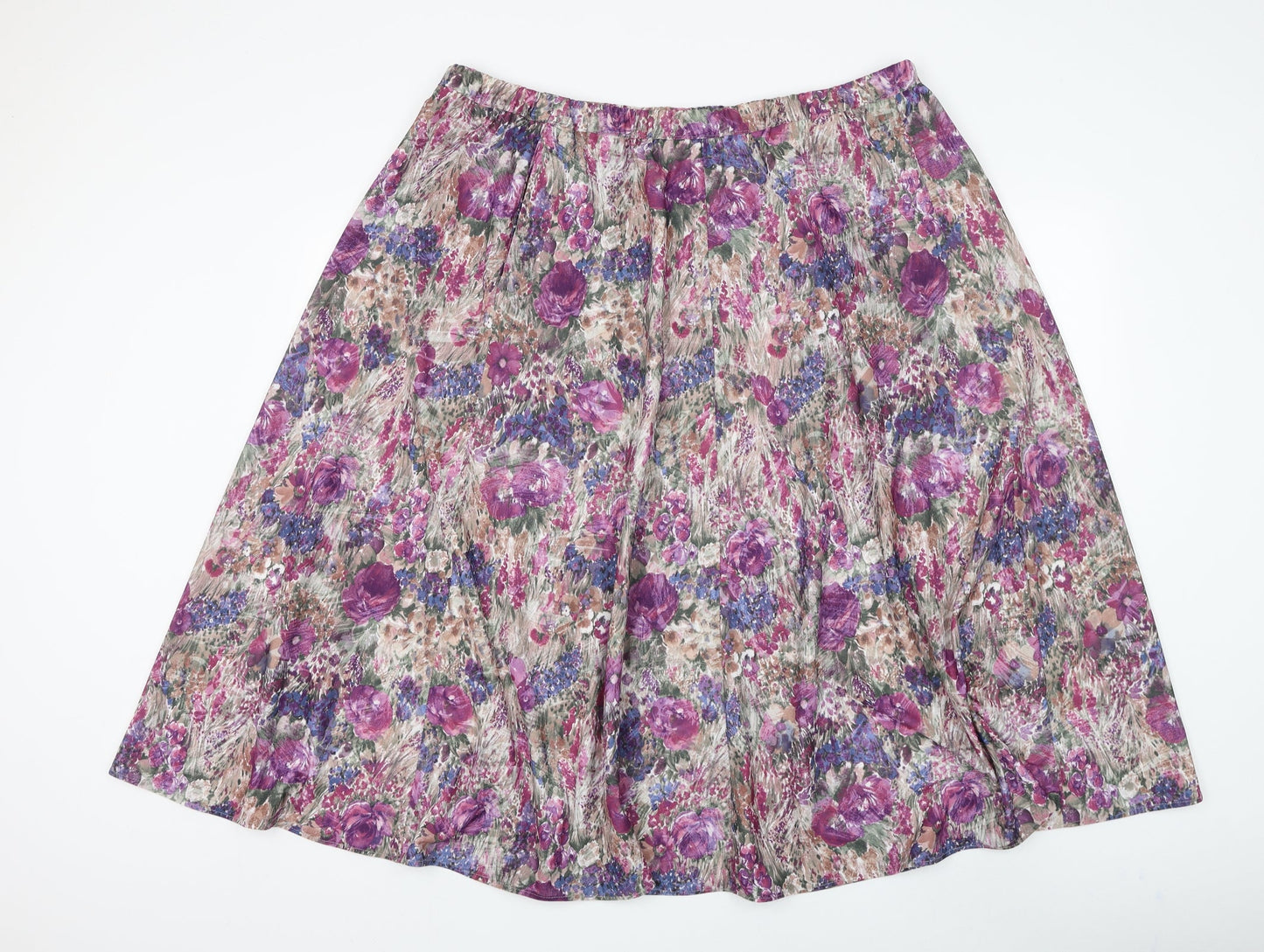 Preworn Womens Multicoloured Floral Polyester Flare Skirt Size 38 in