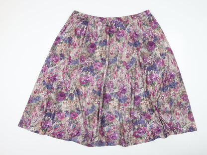 Preworn Womens Multicoloured Floral Polyester Flare Skirt Size 38 in