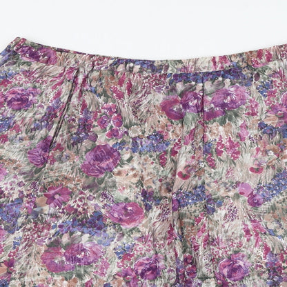 Preworn Womens Multicoloured Floral Polyester Flare Skirt Size 38 in