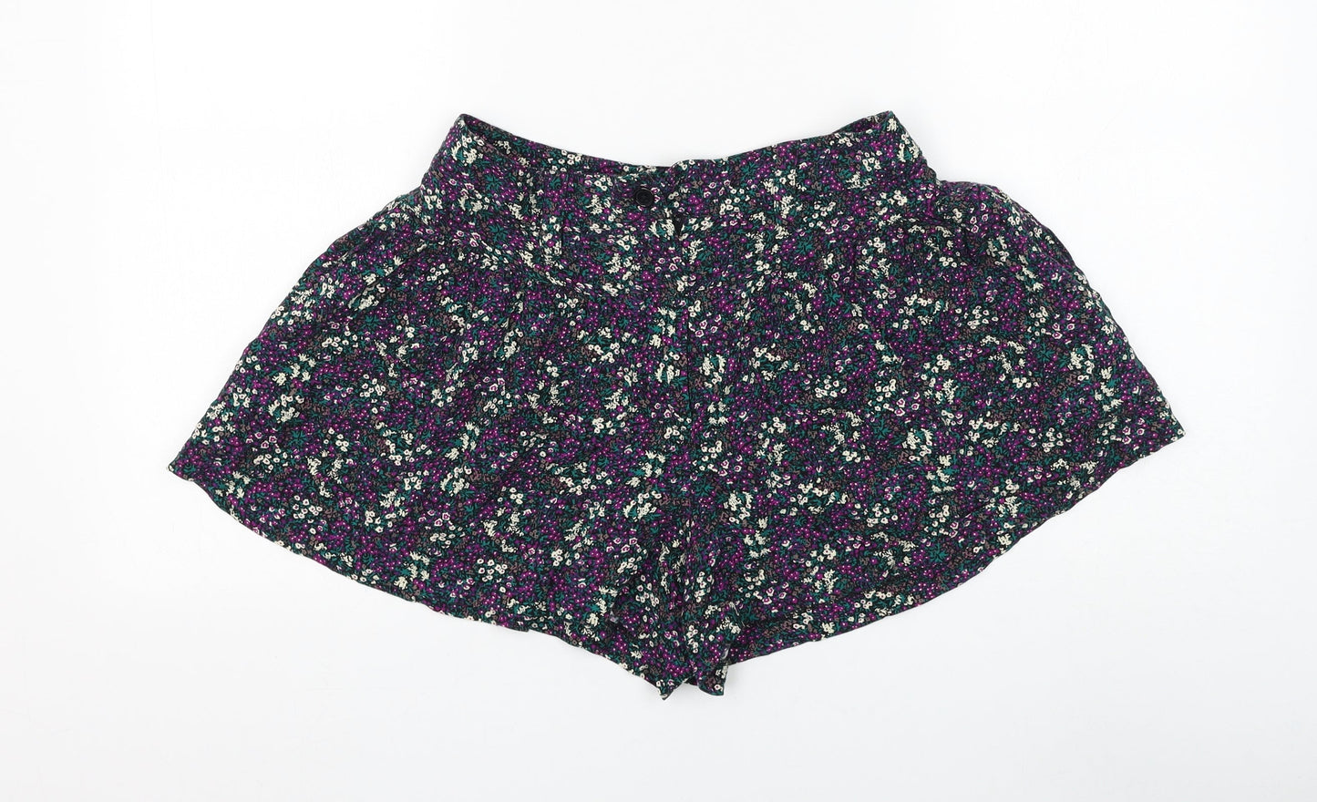 Warehouse Womens Multicoloured Floral Viscose Hot Pants Shorts Size 8 L3 in Regular Zip