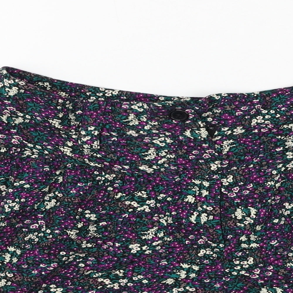 Warehouse Womens Multicoloured Floral Viscose Hot Pants Shorts Size 8 L3 in Regular Zip