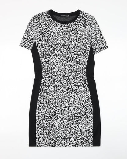 Atmosphere Womens Black Geometric Polyacrylate Fibre Pencil Dress Size 12 Round Neck Pullover
