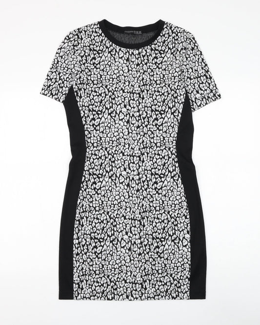 Atmosphere Womens Black Geometric Polyacrylate Fibre Pencil Dress Size 12 Round Neck Pullover