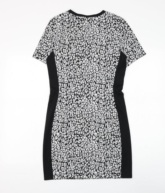 Atmosphere Womens Black Geometric Polyacrylate Fibre Pencil Dress Size 12 Round Neck Pullover