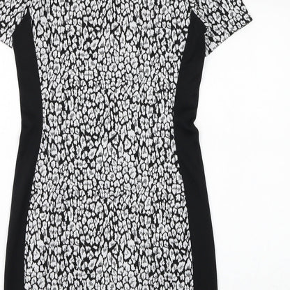 Atmosphere Womens Black Geometric Polyacrylate Fibre Pencil Dress Size 12 Round Neck Pullover