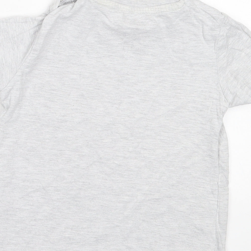 F&F Baby Grey Cotton Basic T-Shirt Size 12-18 Months Crew Neck Button - My World Is Mummy & Daddy