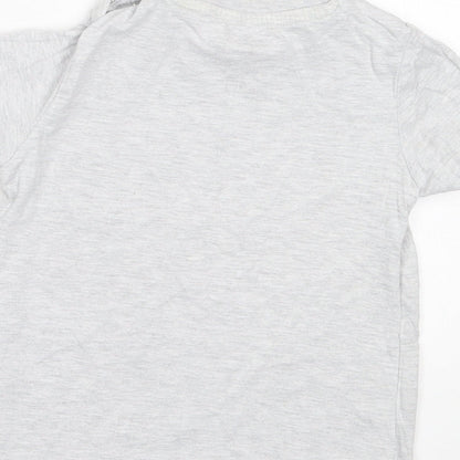 F&F Baby Grey Cotton Basic T-Shirt Size 12-18 Months Crew Neck Button - My World Is Mummy & Daddy