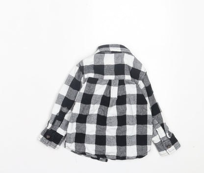 Urban Rascals Girls Black Check Cotton Basic Button-Up Size 12-18 Months Collared Button - Pocket Detail