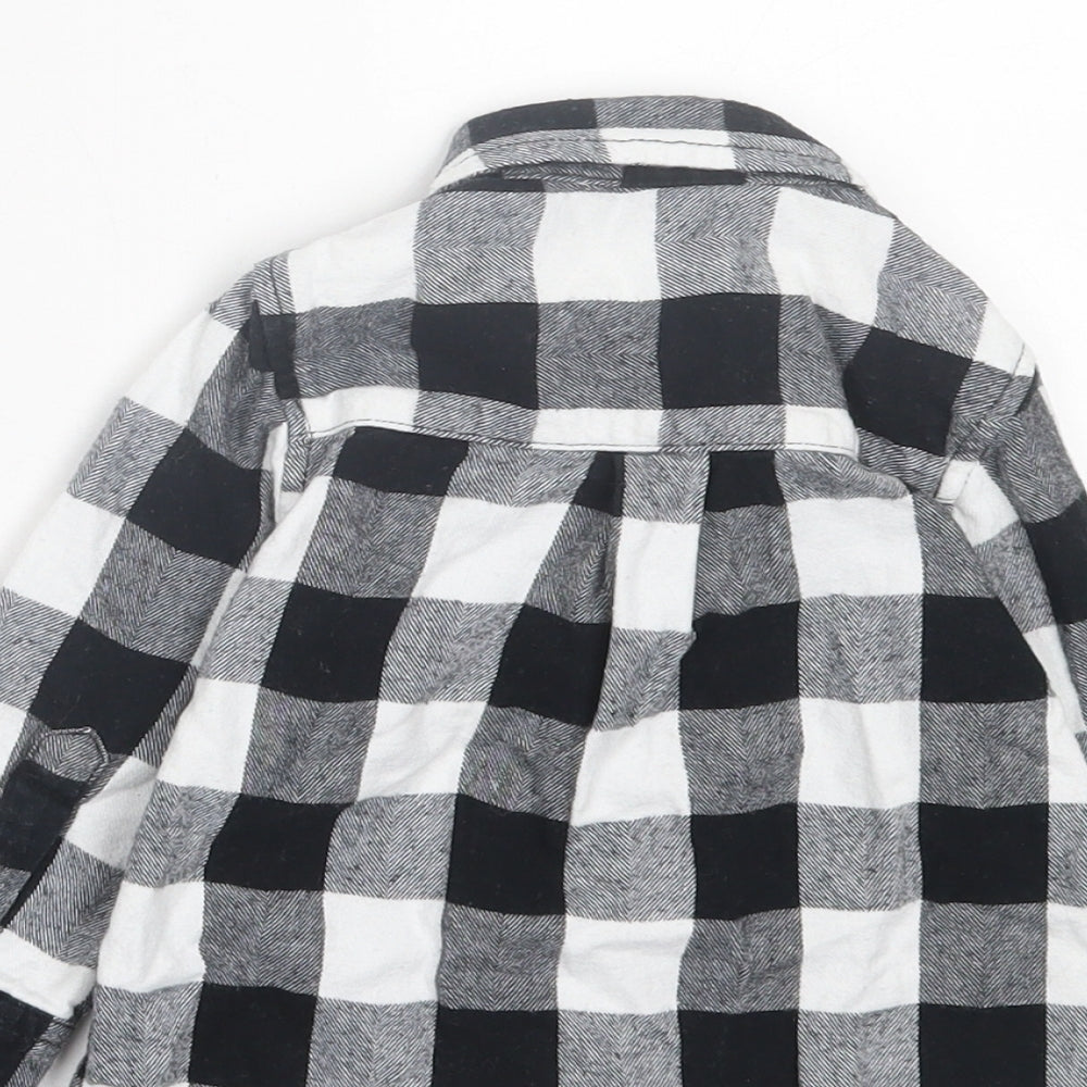 Urban Rascals Girls Black Check Cotton Basic Button-Up Size 12-18 Months Collared Button - Pocket Detail