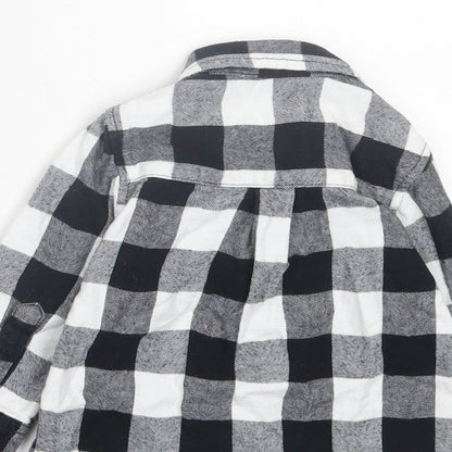 Urban Rascals Girls Black Check Cotton Basic Button-Up Size 12-18 Months Collared Button - Pocket Detail