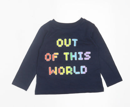 Dunnes Stores Boys Blue Cotton Basic Casual Size 12-18 Months Crew Neck Pullover - Out Of This World