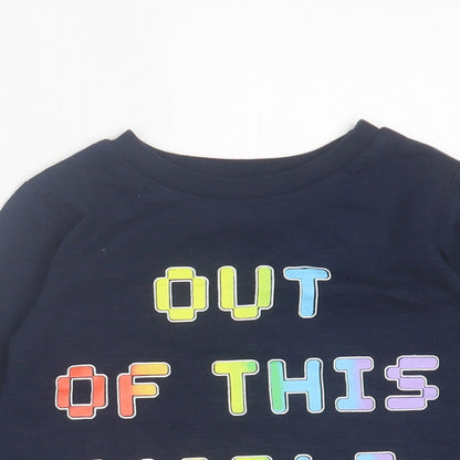 Dunnes Stores Boys Blue Cotton Basic Casual Size 12-18 Months Crew Neck Pullover - Out Of This World