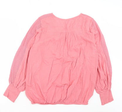 Julipa Womens Pink Viscose Basic Blouse Size 14 V-Neck
