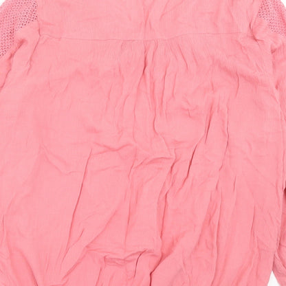 Julipa Womens Pink Viscose Basic Blouse Size 14 V-Neck