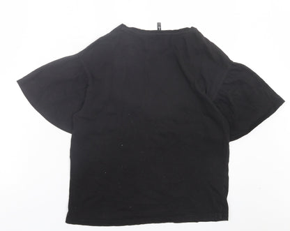 Womens UK Size 6 Stradivarius Black Basic T-Shirt