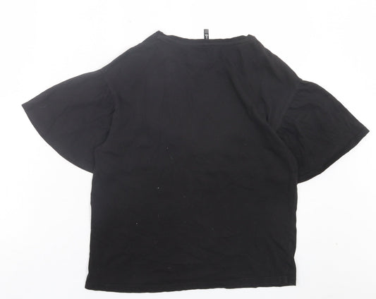 Womens UK Size 6 Stradivarius Black Basic T-Shirt