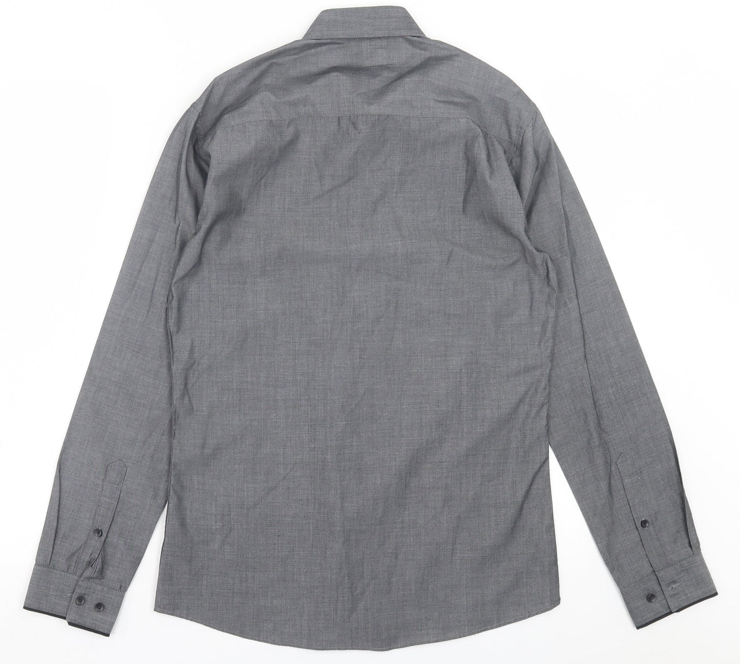 Mens UK Size 14.5 Cedar Wood State Grey  Button-Up Long Sleeve Casual Shirt