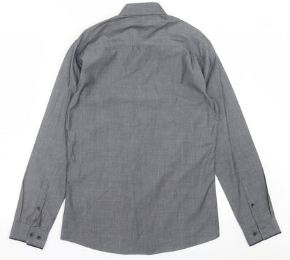 Mens UK Size 14.5 Cedar Wood State Grey  Button-Up Long Sleeve Casual Shirt