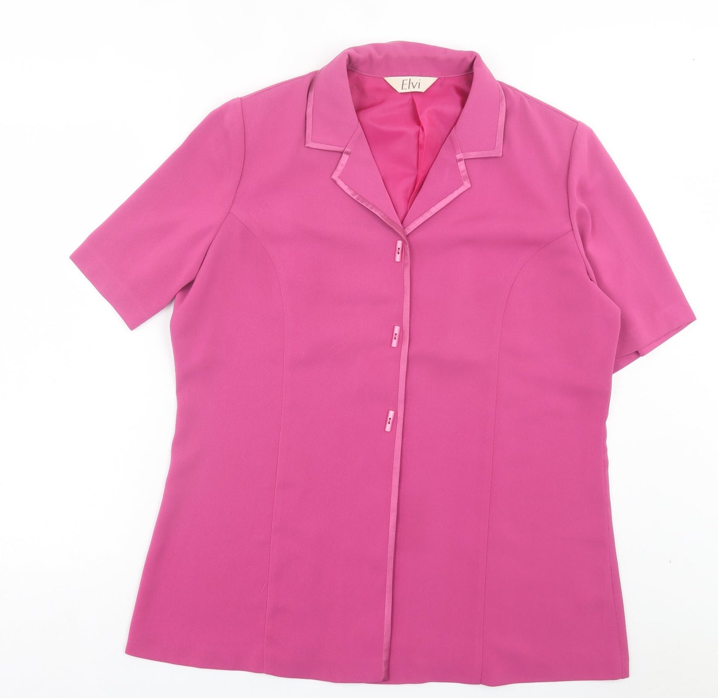 Womens UK Size 18 ELVI Pink Basic Button-Up