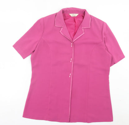 Womens UK Size 18 ELVI Pink Basic Button-Up
