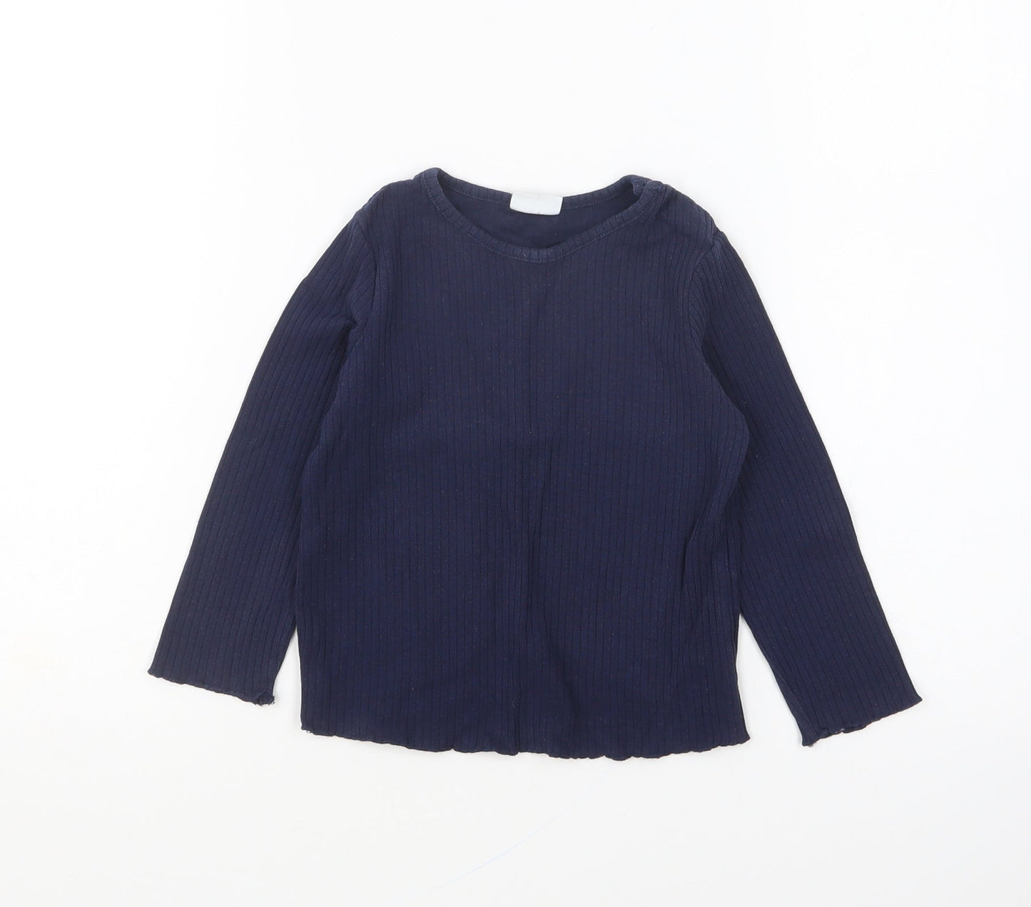 F&F Girls Blue Cotton Basic T-Shirt Size 18-24 Months Round Neck Pullover