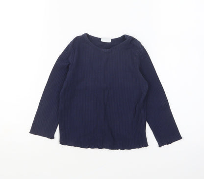 F&F Girls Blue Cotton Basic T-Shirt Size 18-24 Months Round Neck Pullover