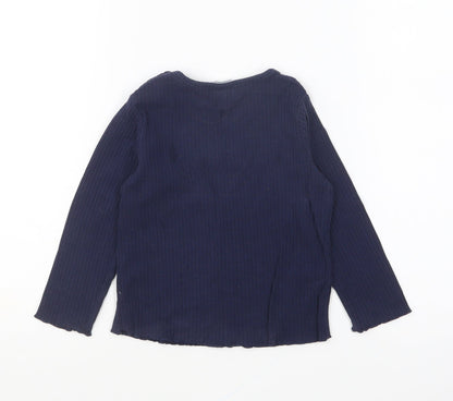 F&F Girls Blue Cotton Basic T-Shirt Size 18-24 Months Round Neck Pullover