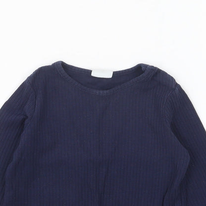 F&F Girls Blue Cotton Basic T-Shirt Size 18-24 Months Round Neck Pullover