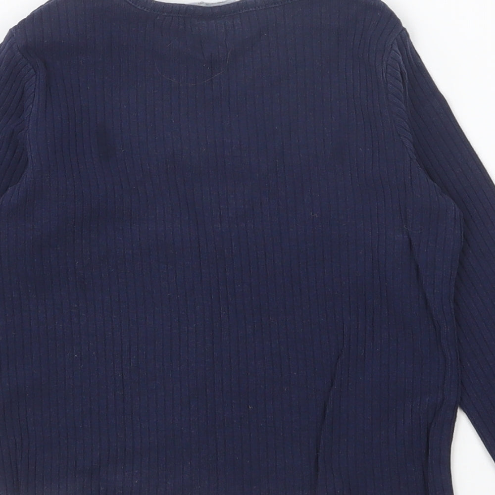 F&F Girls Blue Cotton Basic T-Shirt Size 18-24 Months Round Neck Pullover