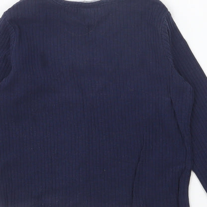 F&F Girls Blue Cotton Basic T-Shirt Size 18-24 Months Round Neck Pullover