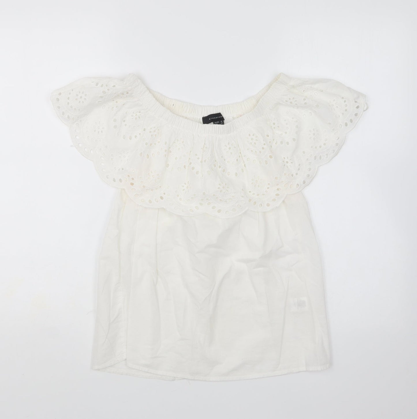 Atmosphere Womens White Cotton Basic Blouse Size 10 Off the Shoulder
