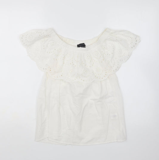 Atmosphere Womens White Cotton Basic Blouse Size 10 Off the Shoulder