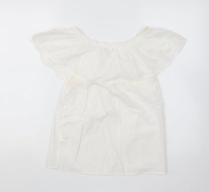 Atmosphere Womens White Cotton Basic Blouse Size 10 Off the Shoulder